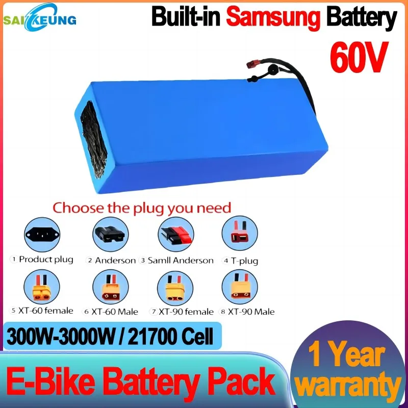 E bike Batterij 60V 20ah 30ah 40ah 50ah 60ah Batterij Voor Elektrische Fiets Scooter Batterij 300W-3000W 21700 Lithiumbattterij