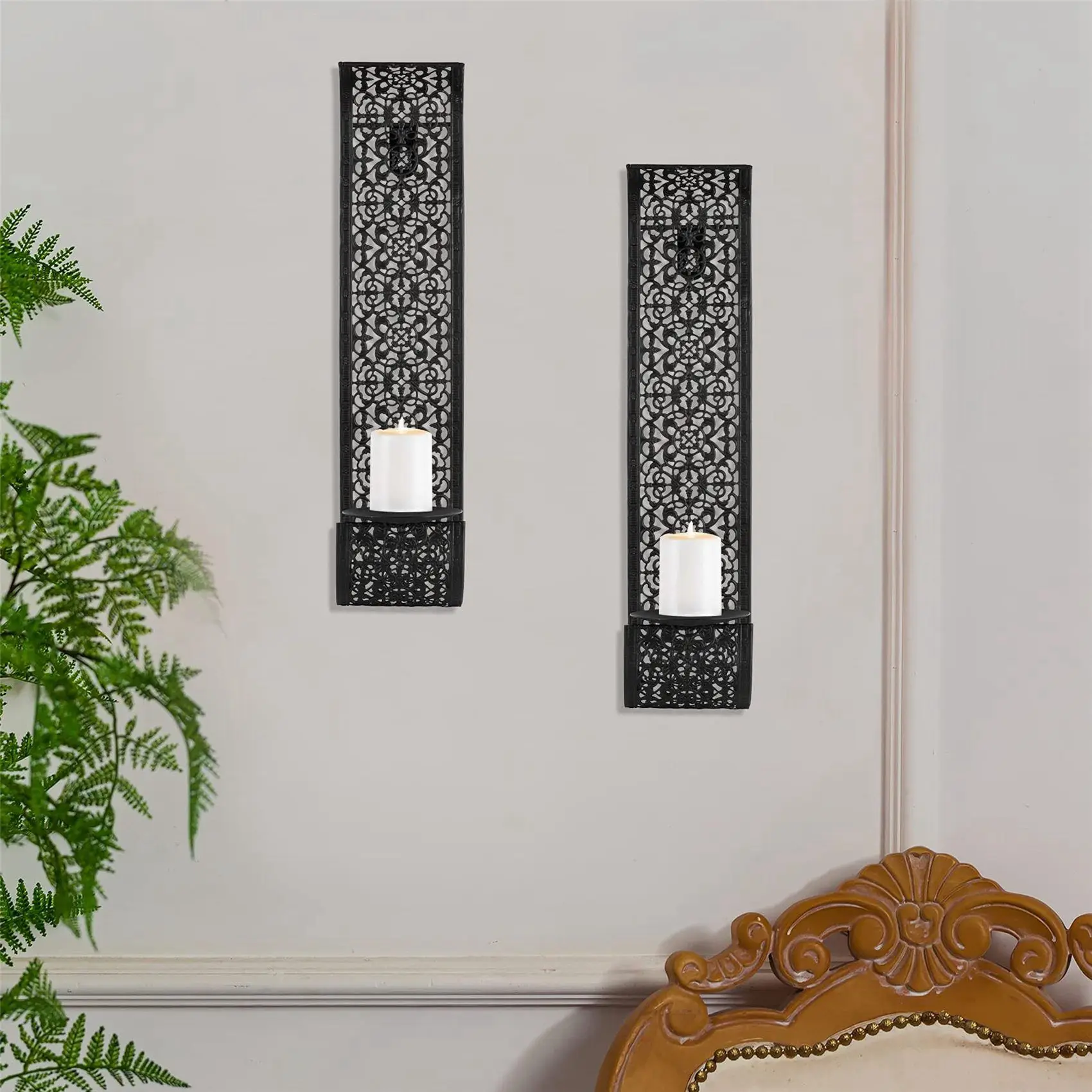 A93E-2X Shelving Solution Wall Sconce Candle Holder Wall-Mount Pillar Candles Holders For Room Decoration Candle Stand