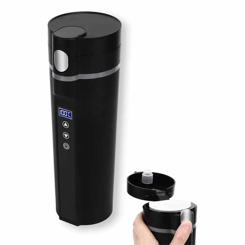 450ml Car Heating Cup Electric Heated Travel Mug Kettle Smart Temperature Control Heating Water Cup Car Thermos Display Heat Cup