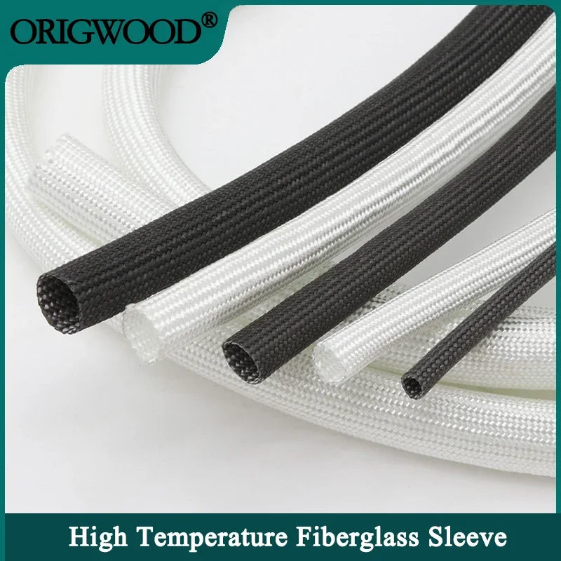 

1/2/5m Braided Fiberglass Sleeve ID 1mm ~ 40 mm 600 Deg.C High Temperature Chemical Glass Fiber Tube Fiberglass Sleeving