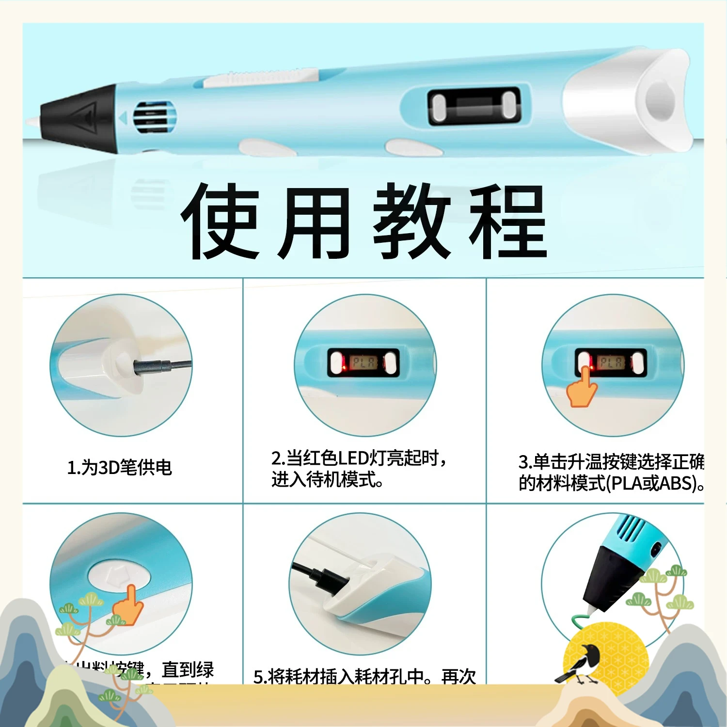 New 3D Printing Pen High Temperature Shaping Fast PLA Three-dimensional Graffiti Pen Three-dimensional Painting Pen Boys and