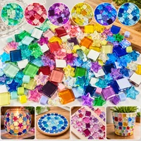 Colorful Glass Mosaic Tiles Mixed Star Square Pieces DIY Mosaic Craft Material for Home Decor Vase Pot Coaster Art Projects