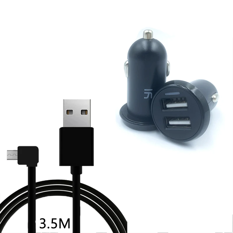 for xiaomi yi Car charge Dual USB Port yi Car Charger Car Adapter for Dash Cam  for yi Cable Micro USB Cable for Car DVR