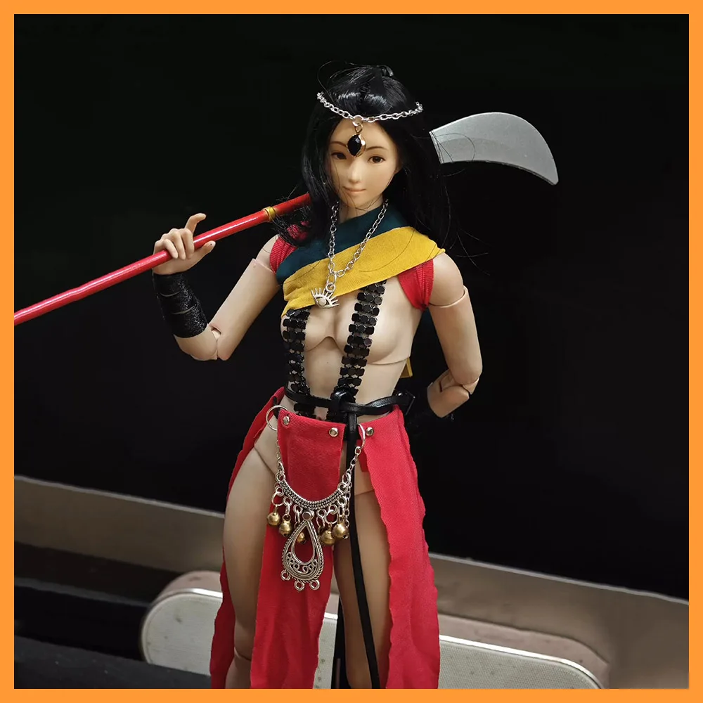 

1/6 Scale Women Soldier Clothes Set Female Martial Monk Red Skirt with Headwear Accessories Model Fit 12'' Soldier Action Figure