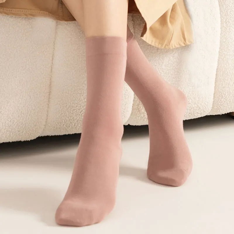 HA WA 4/6pairs Cotton Women Mid Length Socks New Autumn Casual Simple Solid Color Winter Warm Soft Breathable Socks