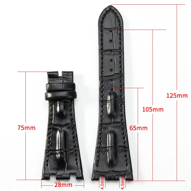 Top layer Genuine Leather watch Strap for AP Audemars 15400 15703 Royal Oak Offshore Series Male 28mm Black Brown Watch Band