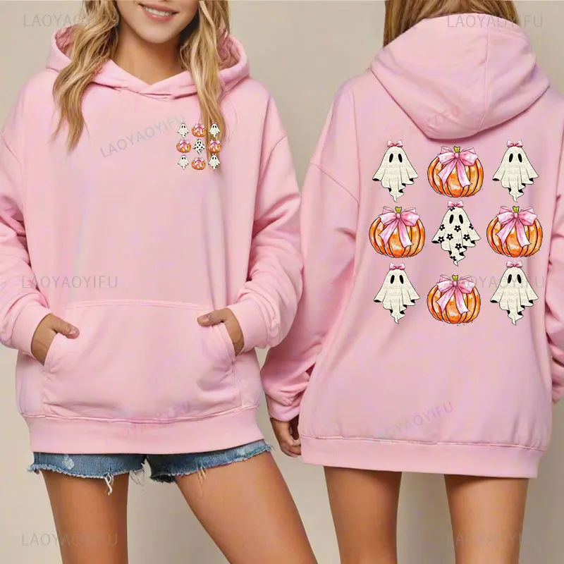 2024 Halloween Cancer Awareness Sweatshirt in October We Wear Pink Spooky Shirt Fun Cute Pink Ghosts Sweatshirt for Women