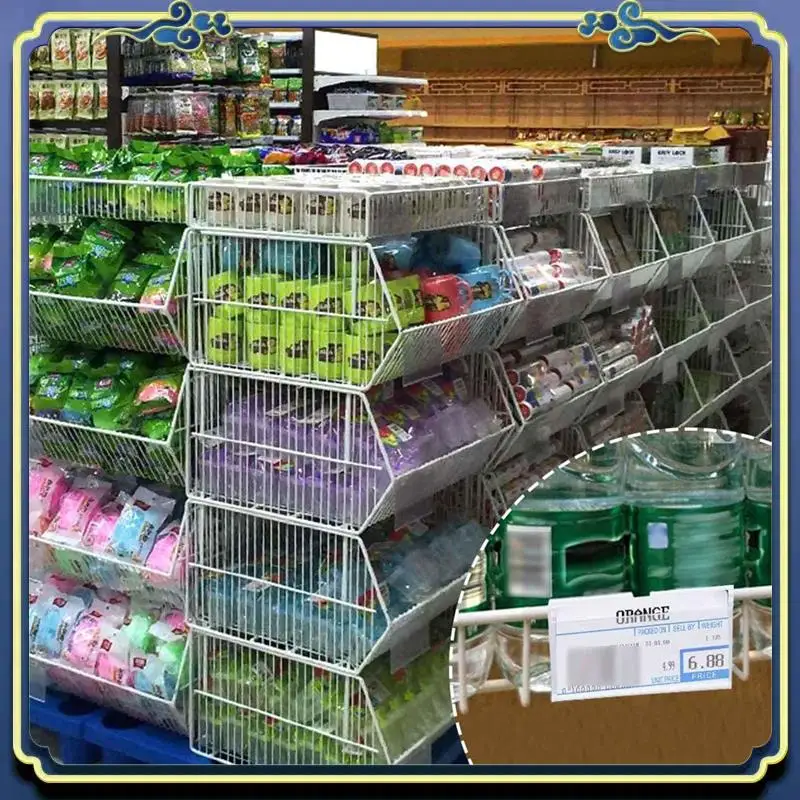 A86P-280PC 8X4.2Cm Clear Plastic Label Holders For Wire Shelf Retail Price Label Basket Labels Clip On Labels