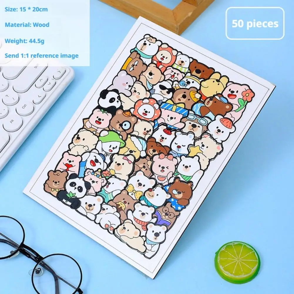 50 Stück Holz-Katzenpuzzles, Tier-Holzpuzzle, Stapelspielzeug, Lernpuzzle für Kinder, Jungen, Mädchen, Geschenke, Dekoration, Malerei – Detail 13