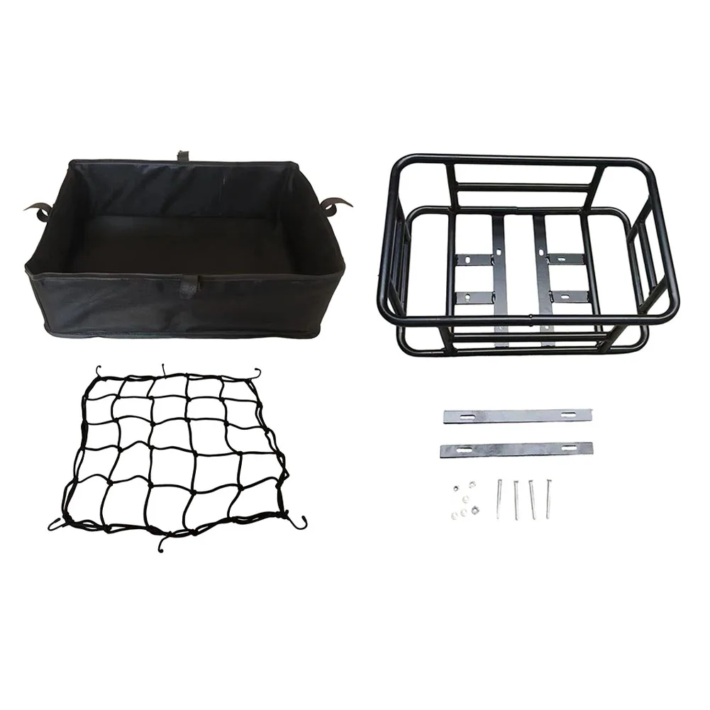 Bike Rear Rack Basket Motorcycle Iron Food Delivery Box Rack With Liner And Net Bicycle Accessories