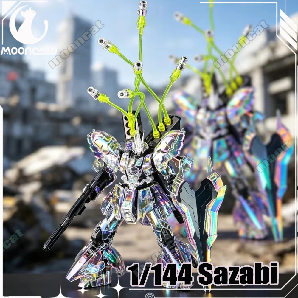 

Rg 1/144 Iridescent Chrome Sazabi Holographic Laser Transparent Gunpla Model Kit Anime Mecha Action Figure Boy Assembly Toy Gift