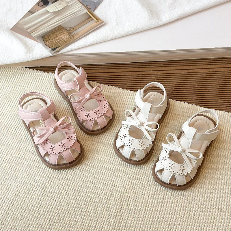 

Summer Baby Girls Sandals Children Cut-Outs Lace Bow Princess Shoes Anti Slip Soft Sole Infant Shoes Toddler Kids Beach Sandals