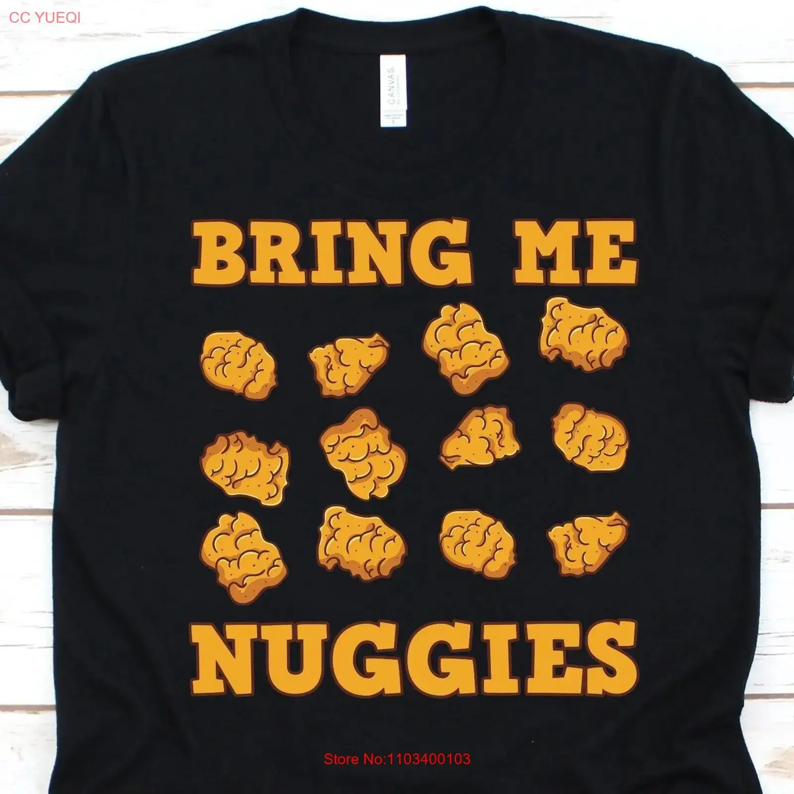 Camiseta Bring Me Nuggies para amantes de las Nuggets de pollo deshuesado, con diseño de Nuggets empanizados, estilo vintage, lavada, cómoda, unisex, elástica.