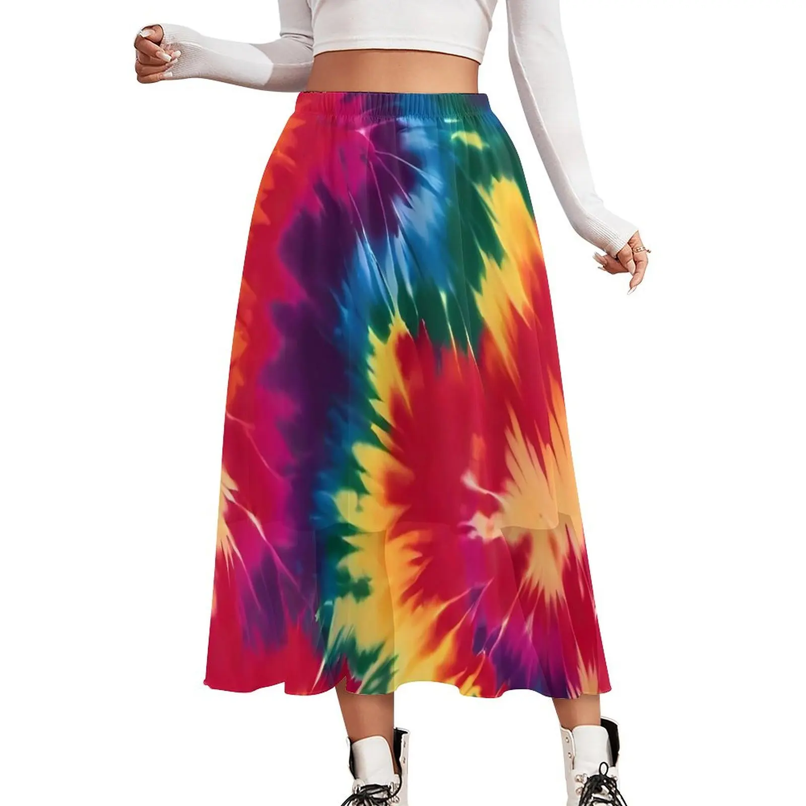 

Tie Dye Galore Skirt Abstract Art Elegant Boho Skirts High Waist Graphic Y2K A-line Skirt Big Size 2XL 3XL