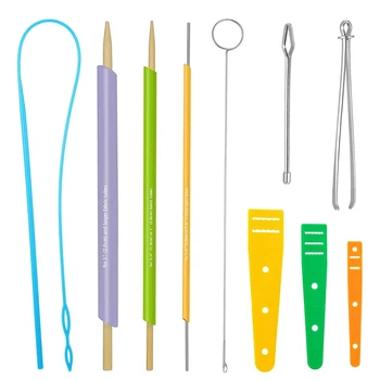 Juego de enhebrador de tela de tubo rápido de 10 piezas, ganchos giratorios de bucle de costura de acero inoxidable para costura, herramienta de bricolaje