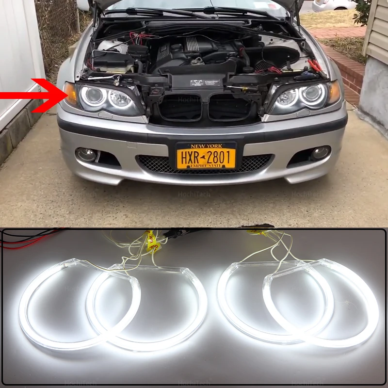 for BMW 3 series E46 316i 318i 320i 323i 325i 328i 330i 318d 1997-2006 WHITE CCFL Headlight Angel Demon Eyes Kit Light