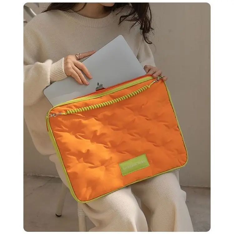 16 Inches Candy Color Handbag Flowers Pattern Laptop Bag for Macbook Air/pro Matebook Dell Lenovo 14 15.6 Soft  Laptop Bag