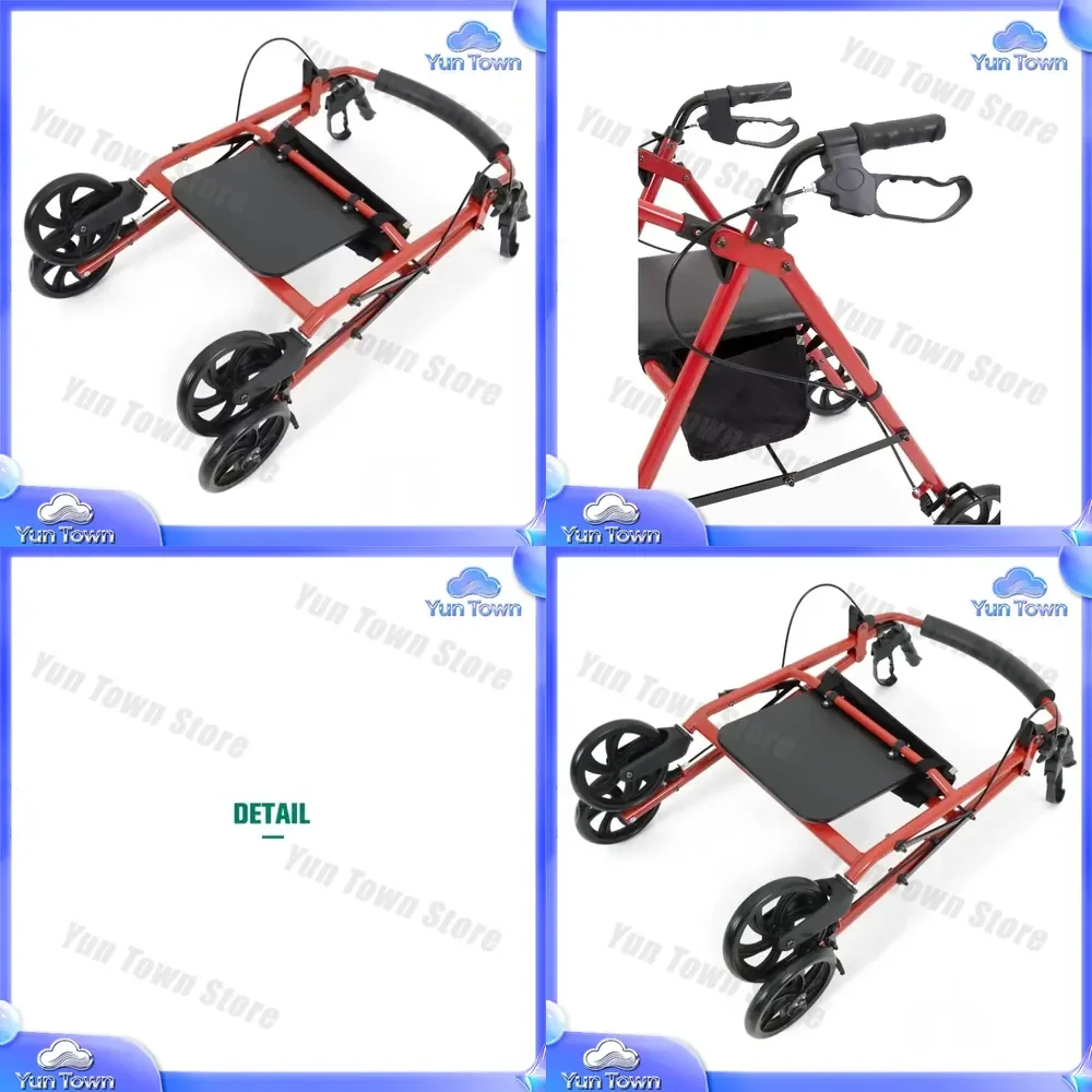 Ultra-light Aluminum Walker with Seat Brake and Basket for Elderly Mobility Aid Walking Frame for Seniors Support Rollator