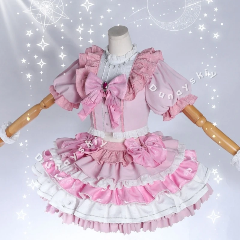 Puella Magi Madoka Magica Kaname Madoka Magia Pink Idol Outfit Cosplay Lolita Puffy Skirt Butterfly Hair Clip Idol Stage Dress