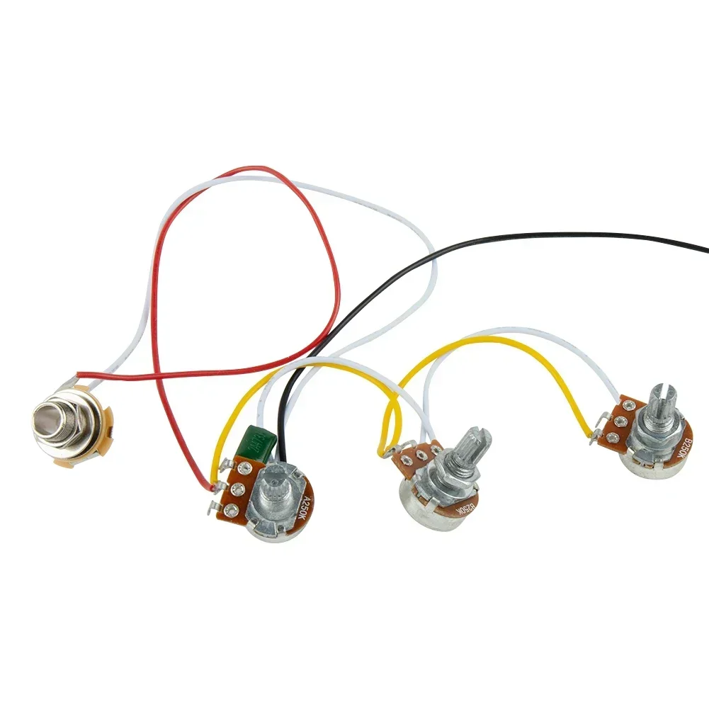 1 Set JB Bass Wiring Harness Prewired Set 250K Pots 2 Volume 1 Tone For Jazz Bass Parts 1 X A250k And 2 X B250k Pots Parts NEW view 5