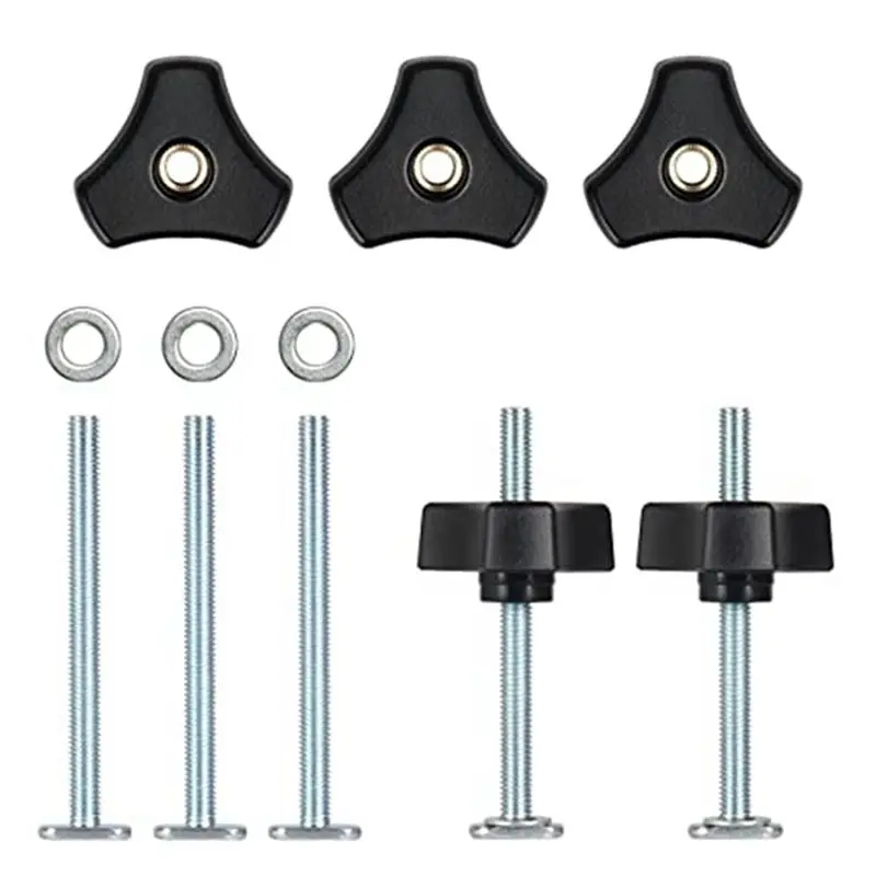 ชุดน็อตยึดราง T ขนาด M8 จำนวน 5 ชิ้น พร้อมแหวนรอง ขนาด 4 นิ้ว อุปกรณ์เสริมราง T สำหรับงานไม้