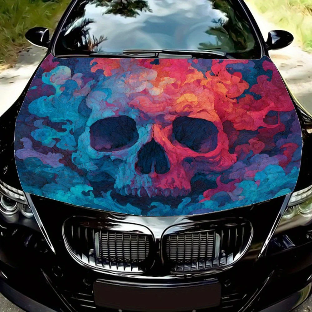 

Ужасающие наклейки на капот автомобиля с рисунком черепа, крутые узоры, упаковка, пленка для модификации автомобиля, детали, аксессуары, индивидуальные D