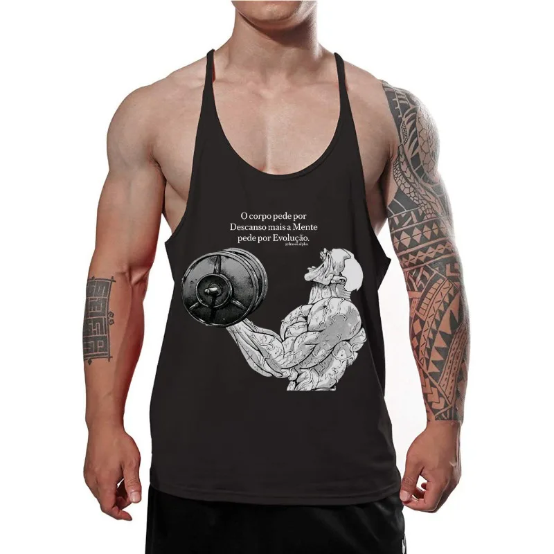 

2025 New Cotton Workout Gym Tank Top Mens Muscle Sleeveless Sportswear Shirt Loose Fashion Bodybuilding Singlets Fitness Vest