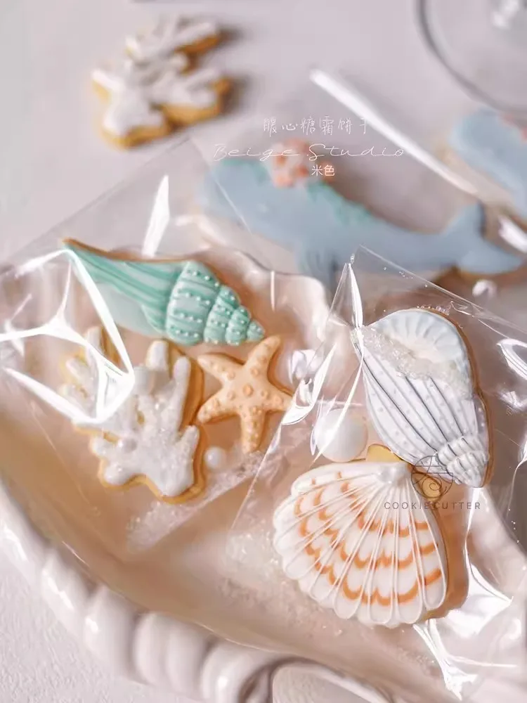 Mother’s Day Marine Series Cookie Cutter Starfish Conch Coral Shell Whale Biscuit Stamp Icing Cookie Baking Decoration Accessori