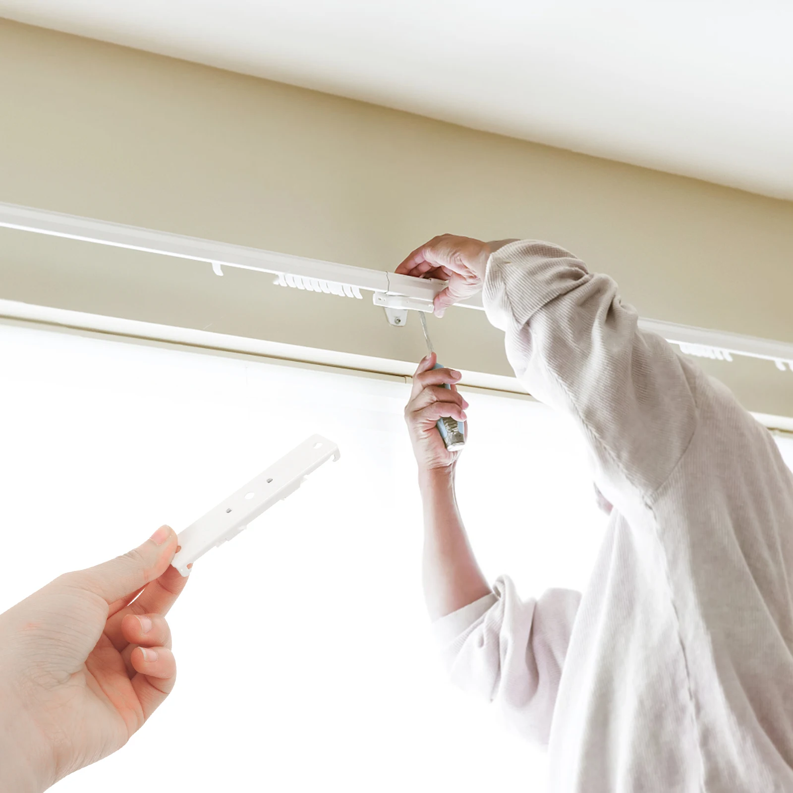 

10pcs Curtain Track Bracket Metal Wall Mounting Hardware For Ceiling Wall Installation Iron Fittings Home Office Hotel