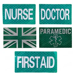 Green Reflective Patches FIRST AID NURSE DOCTOR United Kingdom Flag PARAMEDIC Emergency Rescue Appliqued Patches Chevron Badges
