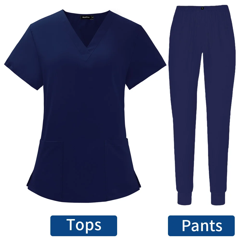 Uniforme de Enfermería de Color liso para salón de belleza, pantalones de Jogging, uniforme de Spa para mascotas, médico, Hospital, ropa de trabajo para dentista para mujeres