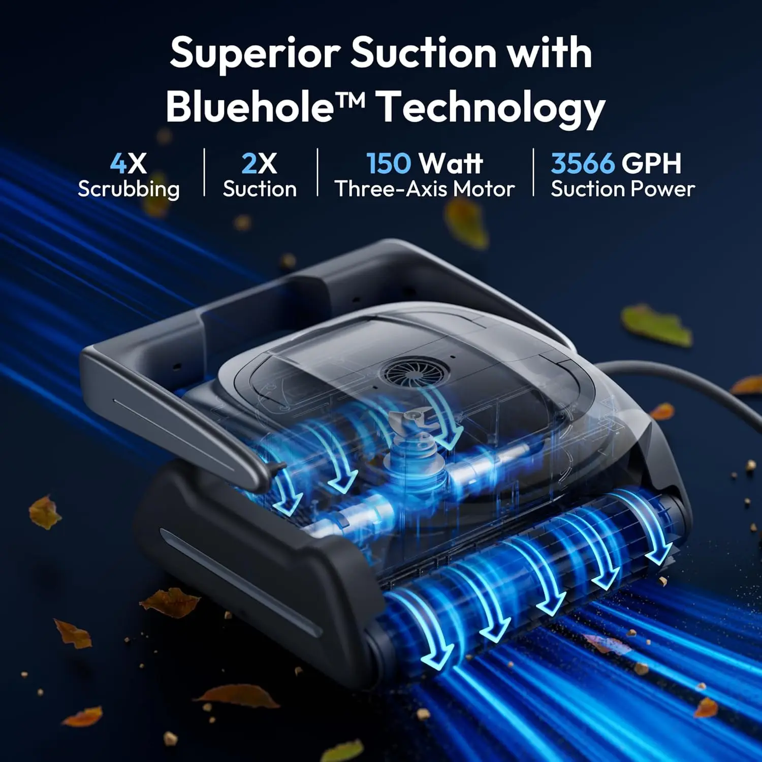 D10P Pool Cleaning Robot 150 W Power 4 Cleaning Modes APP Control 5L Large Capacity Adapts To Different Pool Shapes