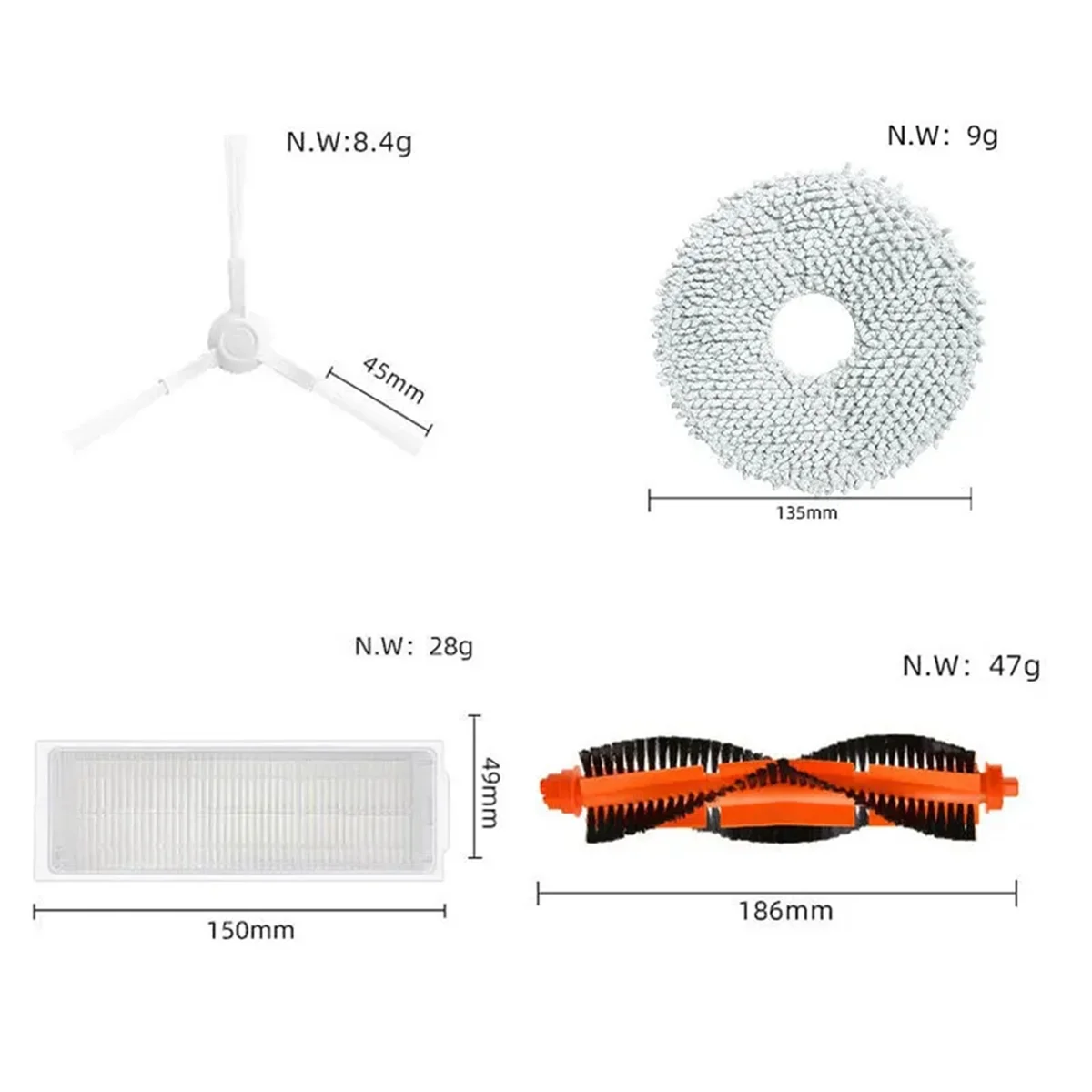 Für xiaomi mijia selbst reinigender roboter 2 c101 roboter staubsauger hauptseite bürste hepa filter mop tücher lappen teile