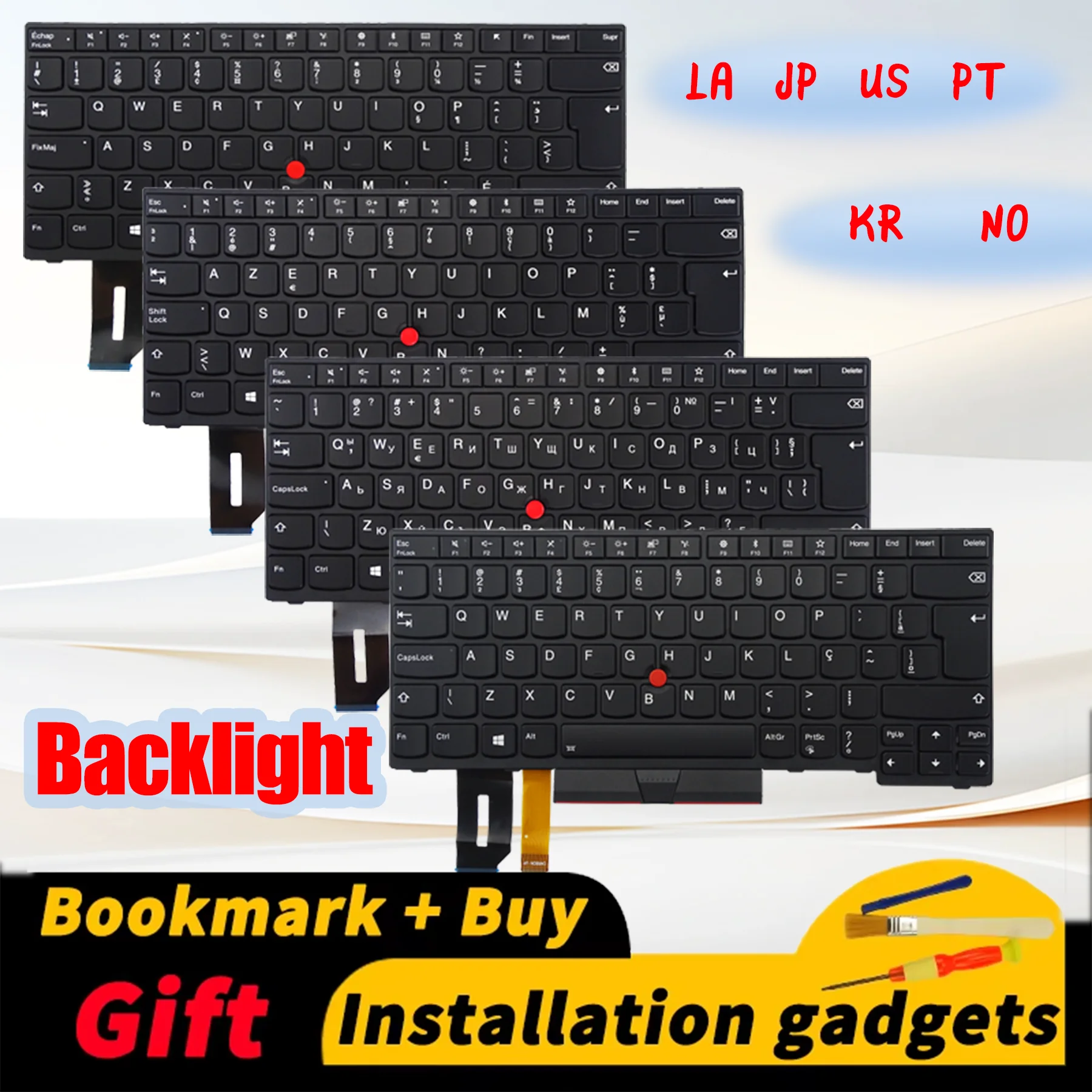 Japanese Korean Latin Spanish Norwegian Portuguese US for Lenovo ThinkPad E480 E490 L380 R480 T480S L490 T490 Backlit Keyboard