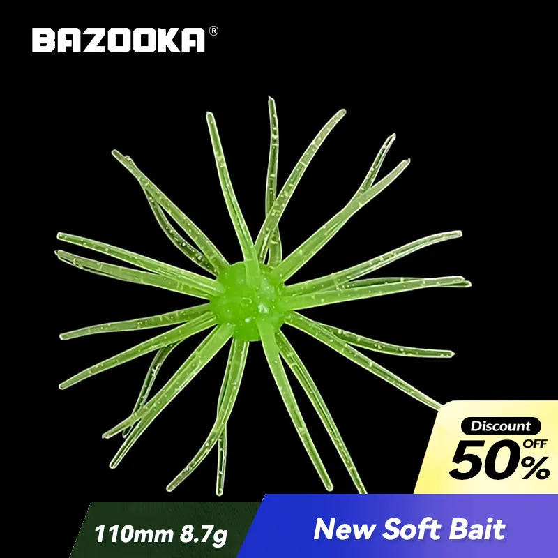 Bazooka Fishing Lure Simulated Sea Urchin Lures Soft Silicone Bait For Bream Pike Sea Bass Tilapia Gears Mandarin Winter Biats