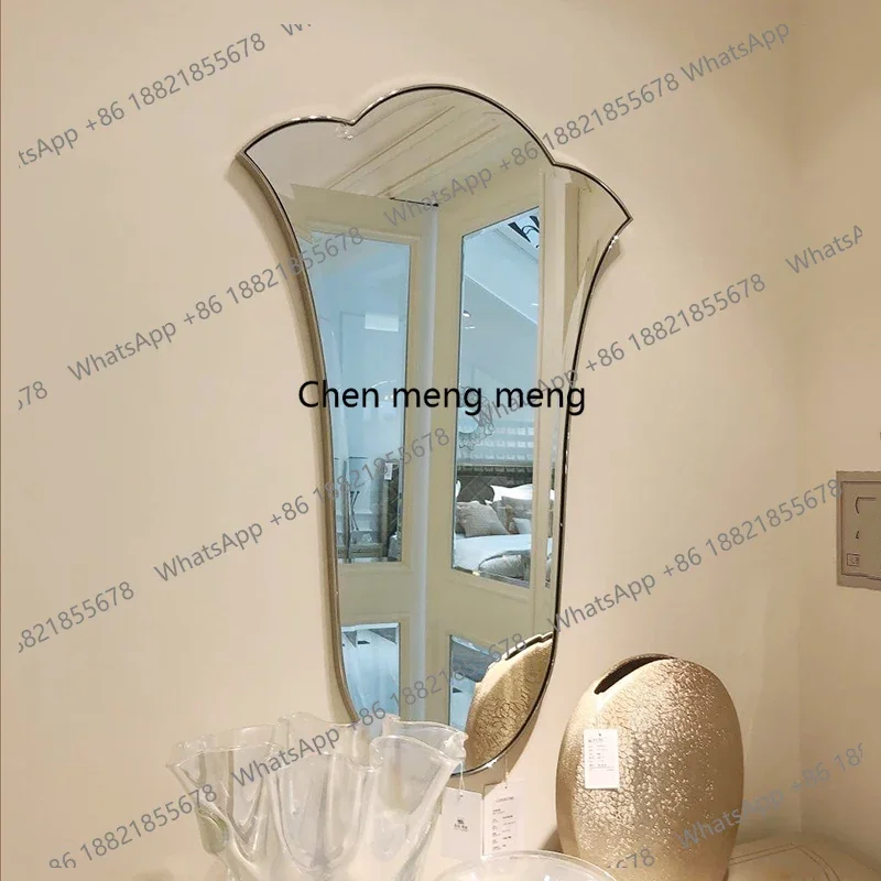 Luxury decoration modern simple entrance hanging mirror light luxury fitting mirror makeup mirror bathroom