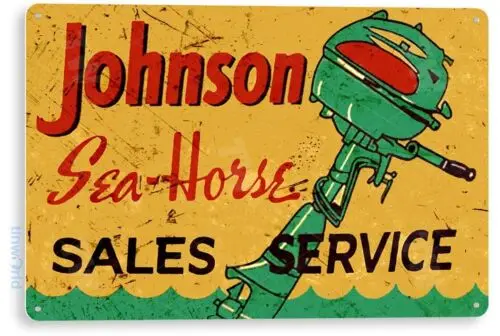 TIN SIGN Johnson Sea-Horse Outboard Motors RY Lake Beach House Garage B830