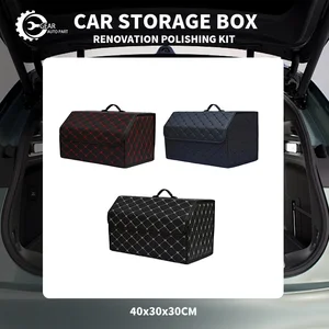 Car trunk organizer, large capacity, Auto MultiUse tools, storage bag, stowage, storage, leather, folding, emergency storage box 8 Main sales luggage rack for bike rim 29 - №3
