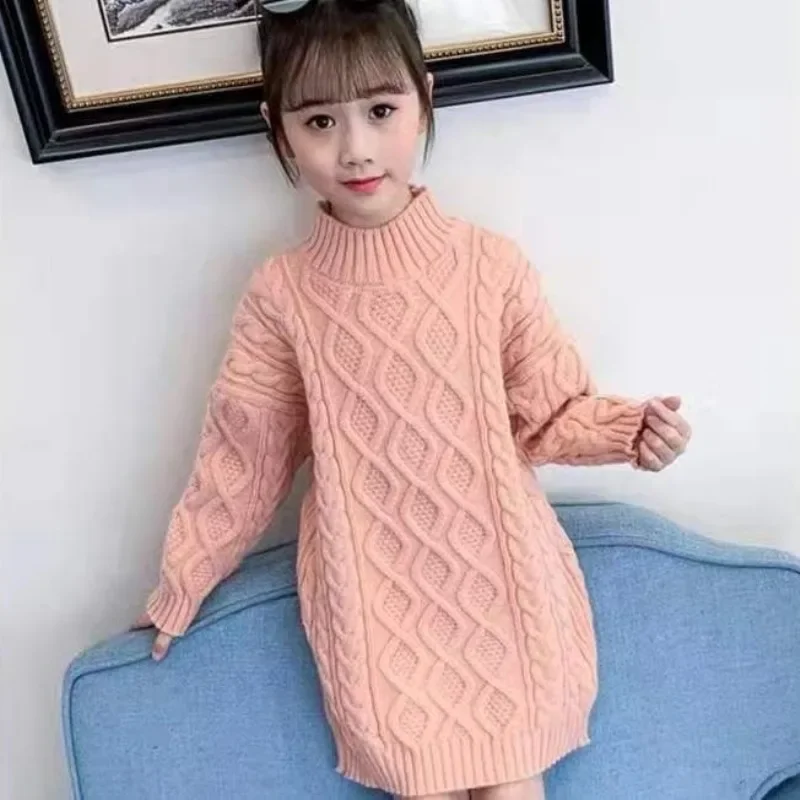 Turtleneck Sweater for Girls, Thickened Knitted Long-sleeve Base Layer for Tween Girls, Winter Warmth, Trendy Design
