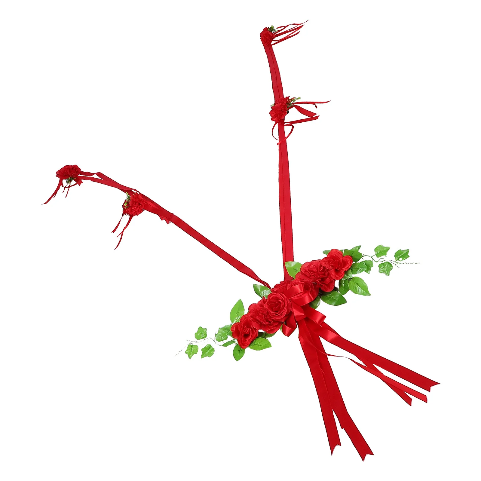 

Wedding Car Flowers Artificial Rose Floral Decoration Ribbon Bows Bridal Shower Photo Props Supplies Ribbon Bows for Cars