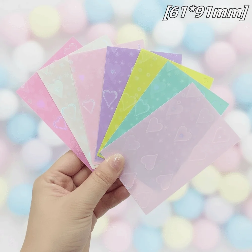 50PCS 61x91mm Laser Heart Card Sleeves Display Card Macaron Transparent Sports Cards Protector Protective Cover Card Film