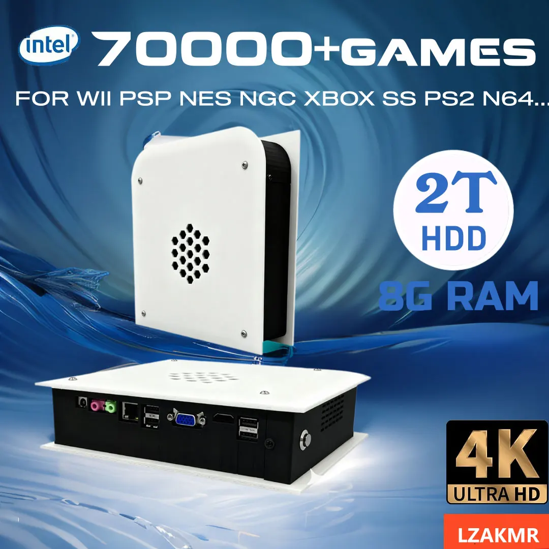 مقبض لاسلكي 8G RAM وحدة تحكم ألعاب ريترو 2T ROM M15 Batocera I3-3110M 70000 + ألعاب لأجهزة Wii PS2 PSP NGC N64 Windows11 Play On TV