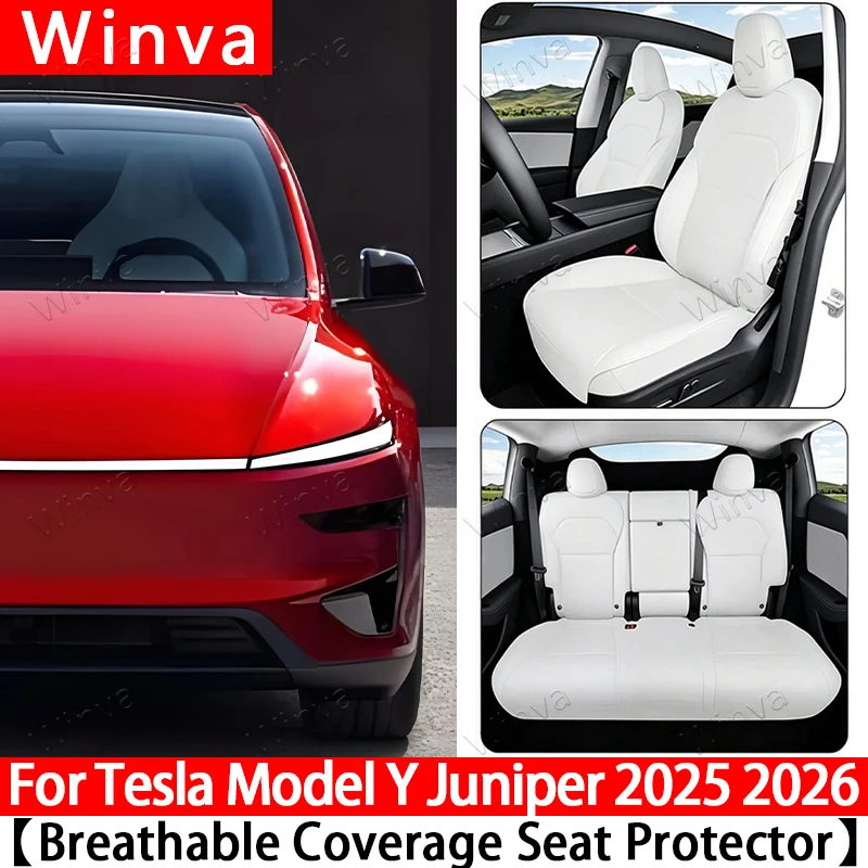 For Tesla Model Y juniper 2025 2026 Ventilation leather Seat Cover Cushion Breathability Comfortable Seat Interior Accessories