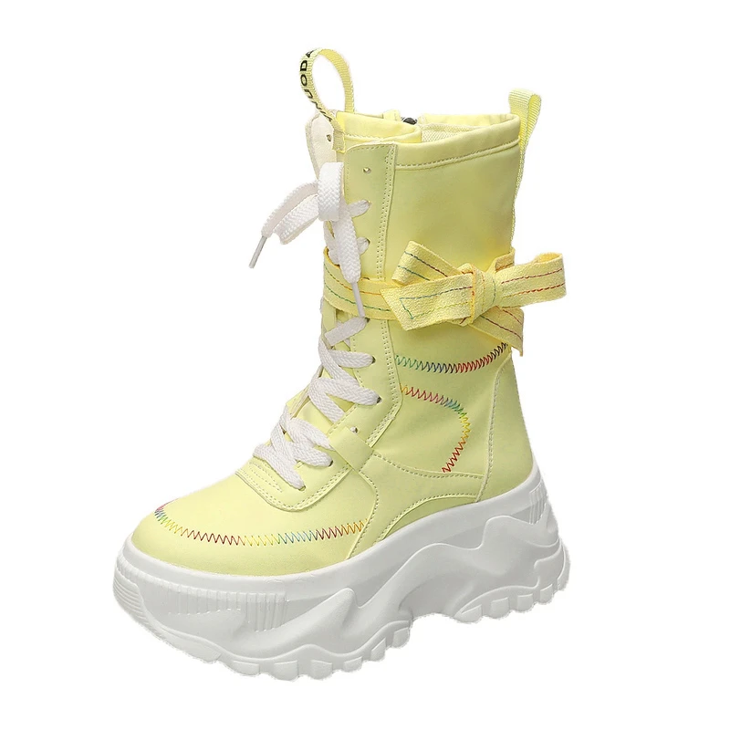 

Ultra-high Platform Women 2025 New High Boots Round Toe Lace-up Locomotive Long Thigh Boots;