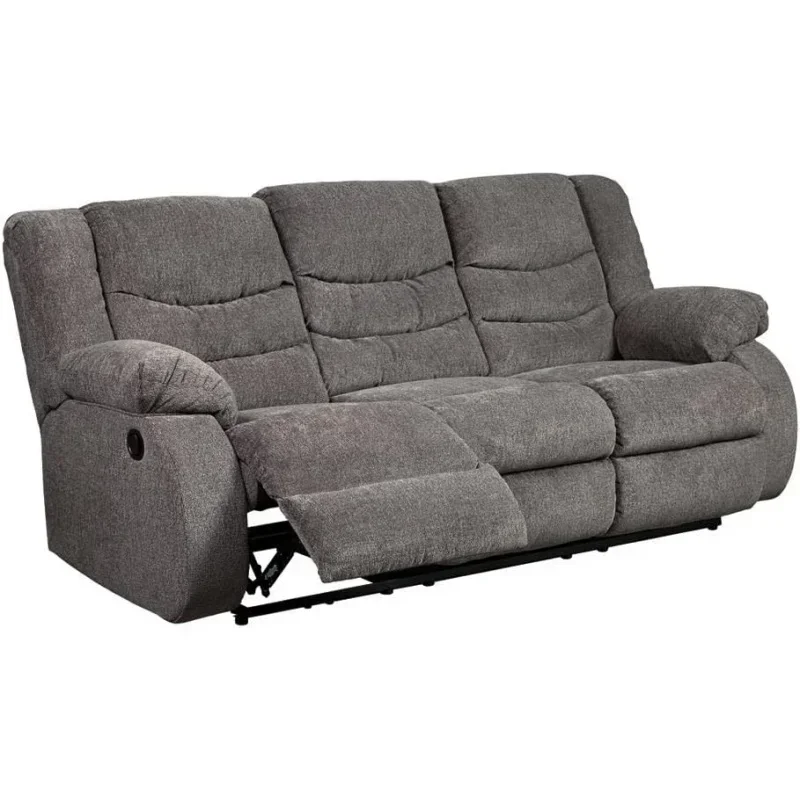 Signature Design by Ashley Tulen Modern Manual Pull Tab Reclining Sofa, Dark Gray