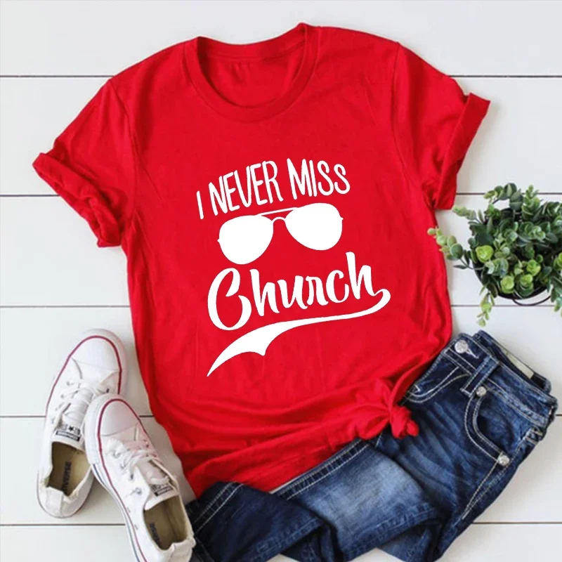 Funny Christian Shirt Religious Shirts Funny Church Tee Prayer Gift I Never Miss Church Faith Shirt Grace Kawaii Clothes