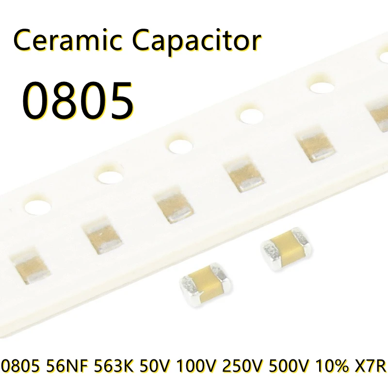 

50 шт., керамические конденсаторы SMD 0805 56NF 563K 50V 100V 250V 500V 10% X7R IC 2012