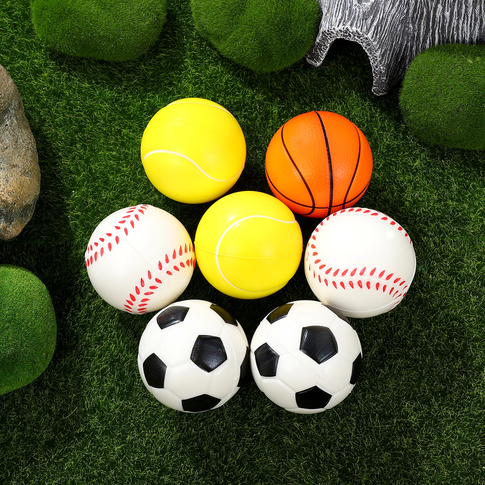 12Pcs PU Stress Balls Sports Squeeze Relief Balls Soccer Basketball Tennis Baseball Party Favors Squeeze Toys Fidget Stress Toys