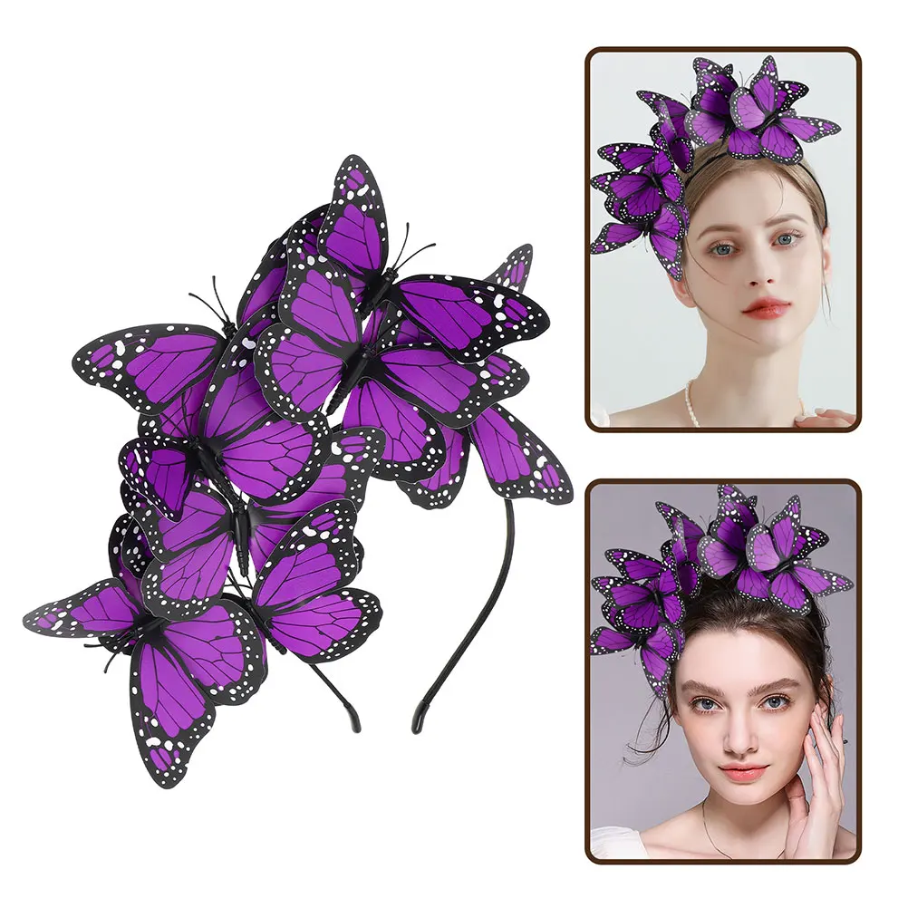 

2pcs Butterfly Headband Fashionable Hair Accessory Comfortable Plastic Headwear For Women Carnival Party Photo Prop Daily Wear