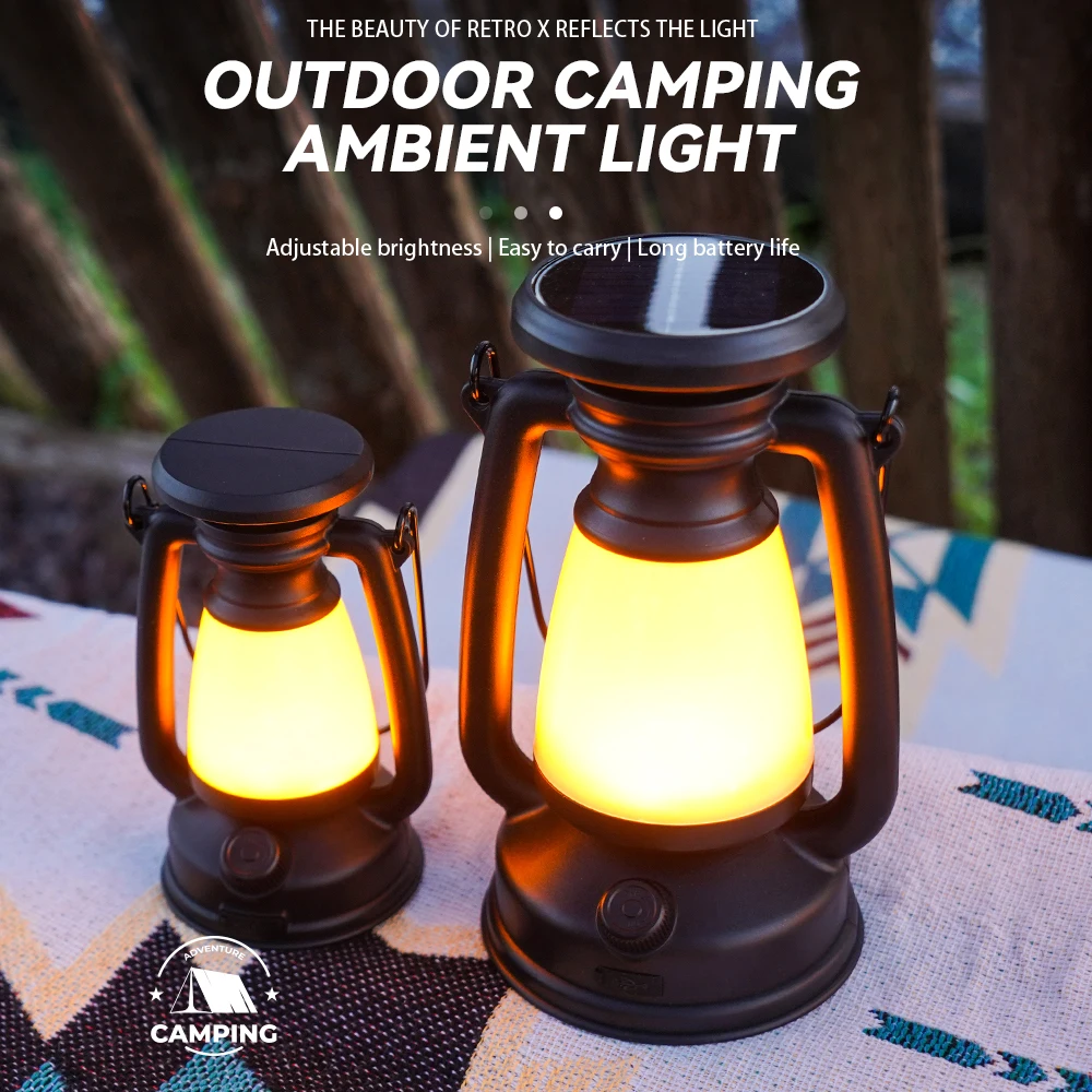 Type-C/Solar Charging Portable Portable Outdoor Retro Decorative Atmosphere Tent Light Camping Emergency Night Light